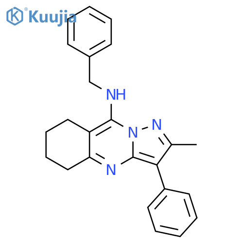 N-benzyl-2-methyl-3-phenyl-5H,6H,7H,8H-pyrazolo3,2-bquinazolin-9-amine structure