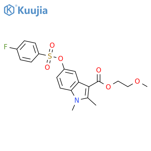 2-methoxyethyl 5-(4-fluorobenzenesulfonyl)oxy-1,2-dimethyl-1H-indole-3-carboxylate structure