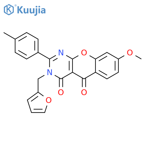 3-(furan-2-yl)methyl-8-methoxy-2-(4-methylphenyl)-3H,4H,5H-chromeno2,3-dpyrimidine-4,5-dione structure