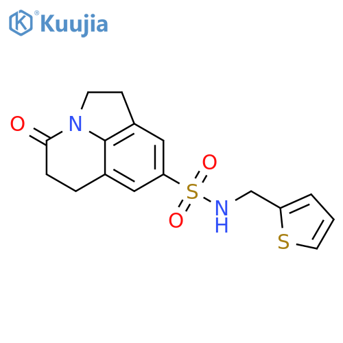 11-oxo-N-(thiophen-2-yl)methyl-1-azatricyclo6.3.1.0^{4,12}dodeca-4(12),5,7-triene-6-sulfonamide structure