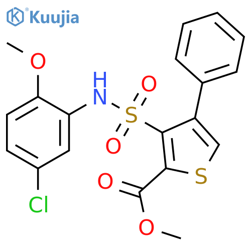 methyl 3-(5-chloro-2-methoxyphenyl)sulfamoyl-4-phenylthiophene-2-carboxylate structure