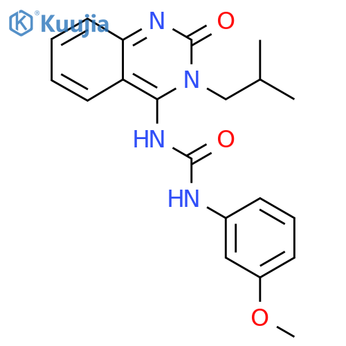 1-(3-methoxyphenyl)-3-(4E)-3-(2-methylpropyl)-2-oxo-1,2,3,4-tetrahydroquinazolin-4-ylideneurea structure