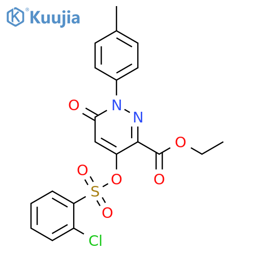 ethyl 4-(2-chlorobenzenesulfonyl)oxy-1-(4-methylphenyl)-6-oxo-1,6-dihydropyridazine-3-carboxylate structure