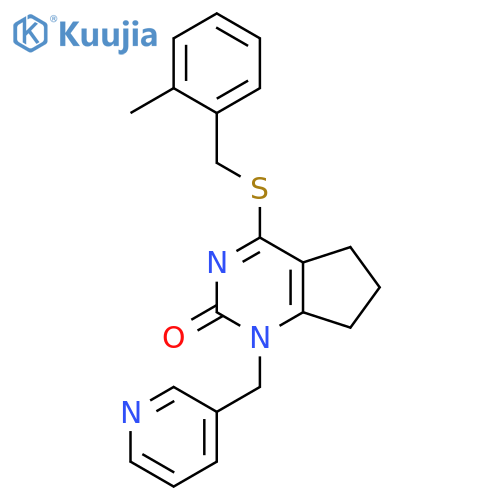 4-{(2-methylphenyl)methylsulfanyl}-1-(pyridin-3-yl)methyl-1H,2H,5H,6H,7H-cyclopentadpyrimidin-2-one structure