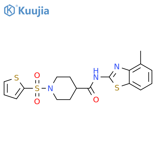 N-(4-methyl-1,3-benzothiazol-2-yl)-1-(thiophene-2-sulfonyl)piperidine-4-carboxamide structure