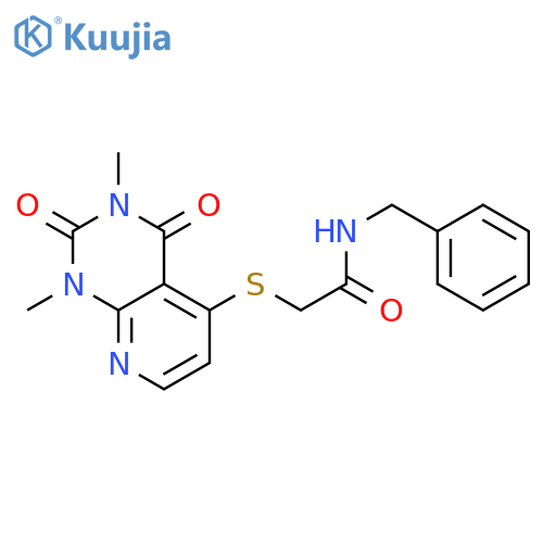 N-benzyl-2-({1,3-dimethyl-2,4-dioxo-1H,2H,3H,4H-pyrido2,3-dpyrimidin-5-yl}sulfanyl)acetamide structure