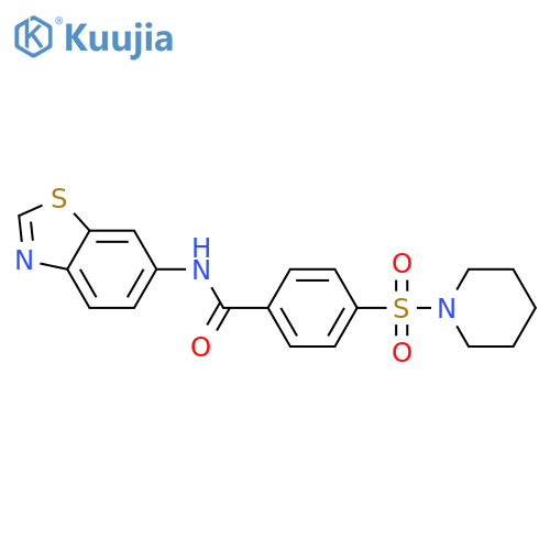 N-(1,3-benzothiazol-6-yl)-4-(piperidine-1-sulfonyl)benzamide structure