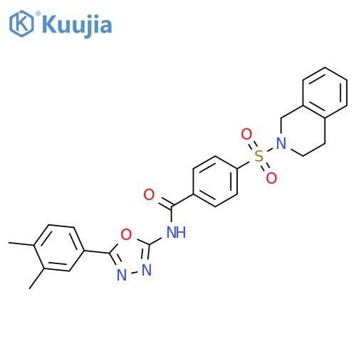 N-5-(3,4-dimethylphenyl)-1,3,4-oxadiazol-2-yl-4-(1,2,3,4-tetrahydroisoquinoline-2-sulfonyl)benzamide structure