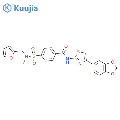 N-4-(2H-1,3-benzodioxol-5-yl)-1,3-thiazol-2-yl-4-{(furan-2-yl)methyl(methyl)sulfamoyl}benzamide structure