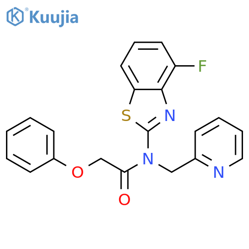 N-(4-fluoro-1,3-benzothiazol-2-yl)-2-phenoxy-N-(pyridin-2-yl)methylacetamide structure