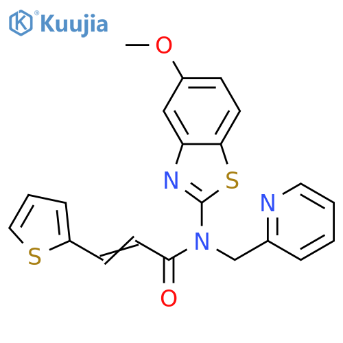 (2E)-N-(5-methoxy-1,3-benzothiazol-2-yl)-N-(pyridin-2-yl)methyl-3-(thiophen-2-yl)prop-2-enamide structure