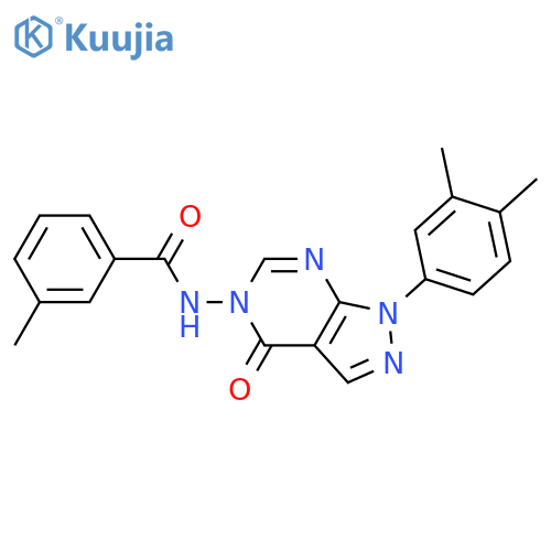 N-1-(3,4-dimethylphenyl)-4-oxo-1H,4H,5H-pyrazolo3,4-dpyrimidin-5-yl-3-methylbenzamide structure