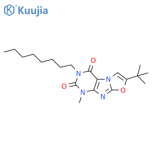 7-tert-butyl-1-methyl-3-octyl-1H,2H,3H,4H-1,3oxazolo3,2-gpurine-2,4-dione structure