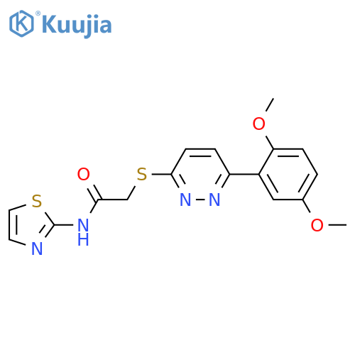 2-{6-(2,5-dimethoxyphenyl)pyridazin-3-ylsulfanyl}-N-(1,3-thiazol-2-yl)acetamide structure