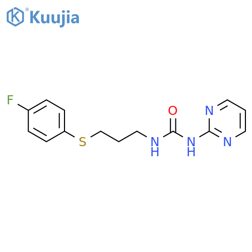 1-{3-(4-fluorophenyl)sulfanylpropyl}-3-(pyrimidin-2-yl)urea structure