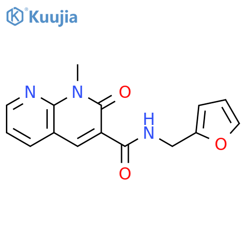 N-(furan-2-yl)methyl-1-methyl-2-oxo-1,2-dihydro-1,8-naphthyridine-3-carboxamide structure