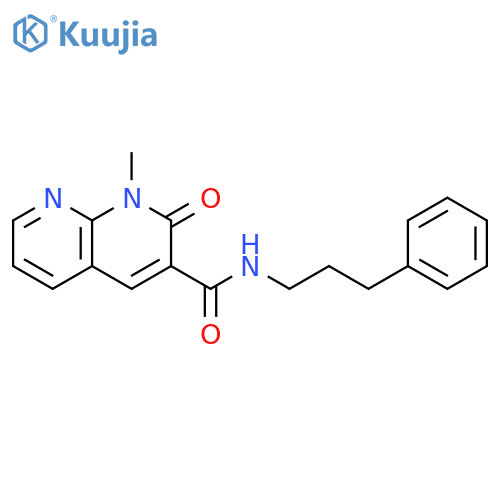 1-methyl-2-oxo-N-(3-phenylpropyl)-1,2-dihydro-1,8-naphthyridine-3-carboxamide structure