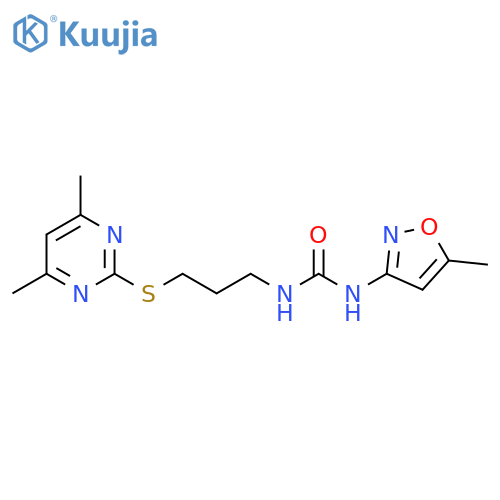 1-{3-(4,6-dimethylpyrimidin-2-yl)sulfanylpropyl}-3-(5-methyl-1,2-oxazol-3-yl)urea structure