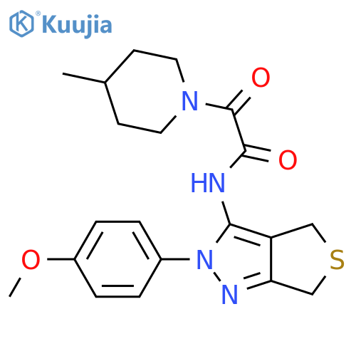 N-2-(4-methoxyphenyl)-2H,4H,6H-thieno3,4-cpyrazol-3-yl-2-(4-methylpiperidin-1-yl)-2-oxoacetamide structure