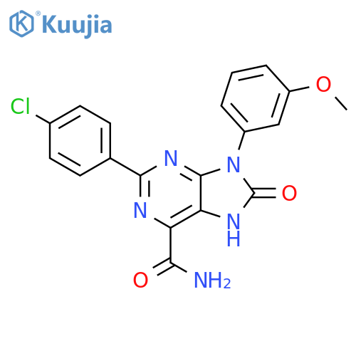 2-(4-chlorophenyl)-9-(3-methoxyphenyl)-8-oxo-8,9-dihydro-7H-purine-6-carboxamide structure