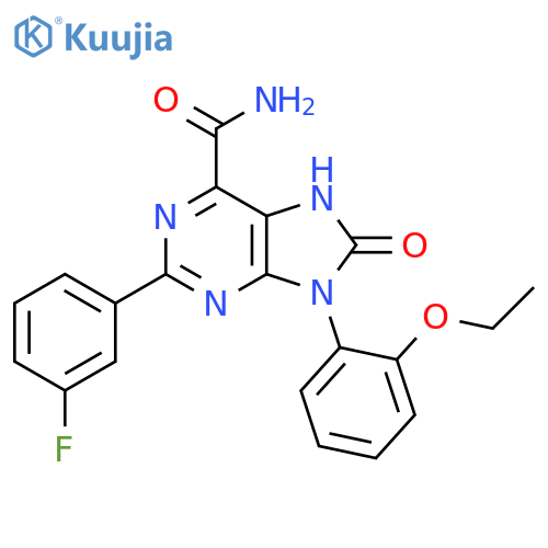 9-(2-ethoxyphenyl)-2-(3-fluorophenyl)-8-oxo-8,9-dihydro-7H-purine-6-carboxamide structure