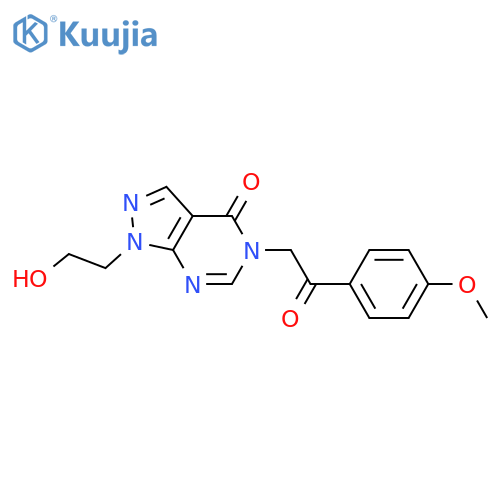 1-(2-hydroxyethyl)-5-2-(4-methoxyphenyl)-2-oxoethyl-1H,4H,5H-pyrazolo3,4-dpyrimidin-4-one structure