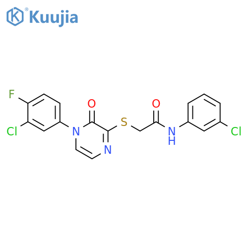 2-{4-(3-chloro-4-fluorophenyl)-3-oxo-3,4-dihydropyrazin-2-ylsulfanyl}-N-(3-chlorophenyl)acetamide structure