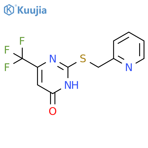 2-{(pyridin-2-yl)methylsulfanyl}-6-(trifluoromethyl)-3,4-dihydropyrimidin-4-one structure