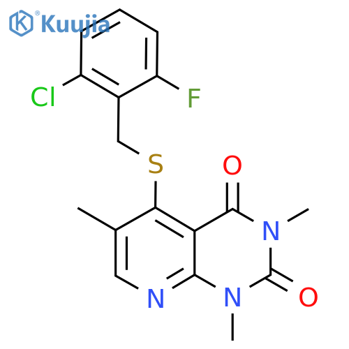 5-{(2-chloro-6-fluorophenyl)methylsulfanyl}-1,3,6-trimethyl-1H,2H,3H,4H-pyrido2,3-dpyrimidine-2,4-dione structure