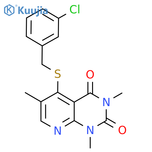 5-{(3-chlorophenyl)methylsulfanyl}-1,3,6-trimethyl-1H,2H,3H,4H-pyrido2,3-dpyrimidine-2,4-dione structure