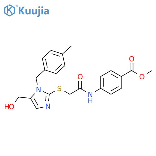 methyl 4-(2-{5-(hydroxymethyl)-1-(4-methylphenyl)methyl-1H-imidazol-2-ylsulfanyl}acetamido)benzoate structure