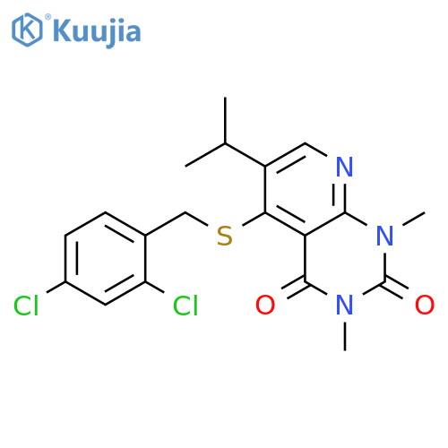 5-{(2,4-dichlorophenyl)methylsulfanyl}-1,3-dimethyl-6-(propan-2-yl)-1H,2H,3H,4H-pyrido2,3-dpyrimidine-2,4-dione structure