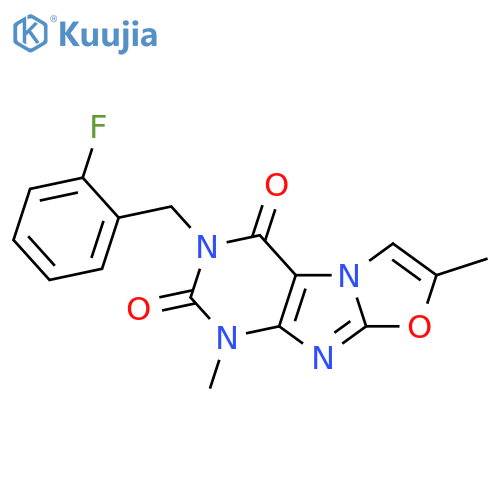 3-(2-fluorophenyl)methyl-1,7-dimethyl-1H,2H,3H,4H-1,3oxazolo3,2-gpurine-2,4-dione structure