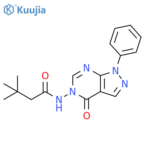 3,3-dimethyl-N-{4-oxo-1-phenyl-1H,4H,5H-pyrazolo3,4-dpyrimidin-5-yl}butanamide structure