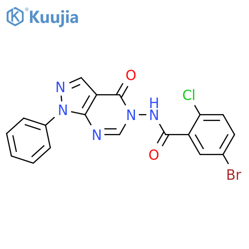 5-bromo-2-chloro-N-{4-oxo-1-phenyl-1H,4H,5H-pyrazolo3,4-dpyrimidin-5-yl}benzamide structure