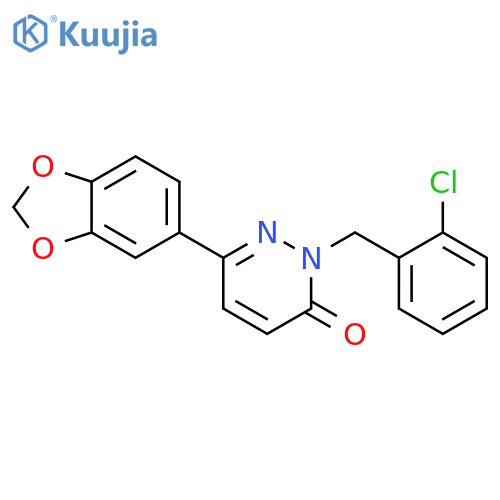 6-(2H-1,3-benzodioxol-5-yl)-2-(2-chlorophenyl)methyl-2,3-dihydropyridazin-3-one structure