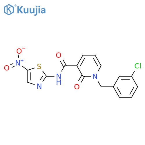 1-(3-chlorophenyl)methyl-N-(5-nitro-1,3-thiazol-2-yl)-2-oxo-1,2-dihydropyridine-3-carboxamide structure