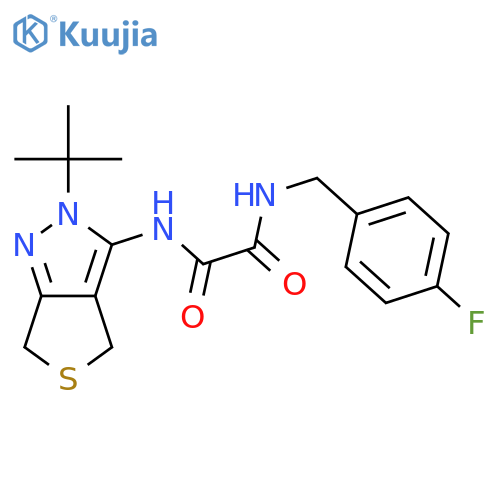 N-{2-tert-butyl-2H,4H,6H-thieno3,4-cpyrazol-3-yl}-N'-(4-fluorophenyl)methylethanediamide structure