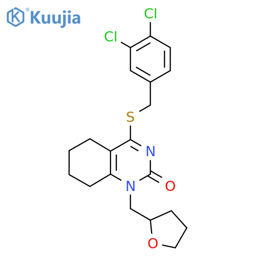 4-{(3,4-dichlorophenyl)methylsulfanyl}-1-(oxolan-2-yl)methyl-1,2,5,6,7,8-hexahydroquinazolin-2-one structure