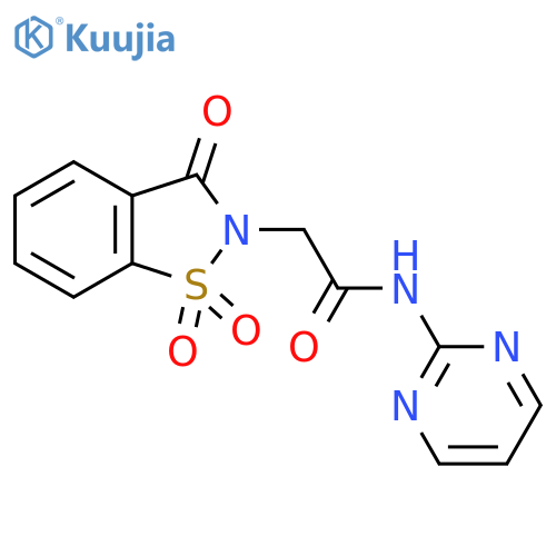 N-(pyrimidin-2-yl)-2-(1,1,3-trioxo-2,3-dihydro-1lambda6,2-benzothiazol-2-yl)acetamide structure