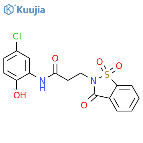 N-(5-chloro-2-hydroxyphenyl)-3-(1,1,3-trioxo-2,3-dihydro-1lambda6,2-benzothiazol-2-yl)propanamide structure