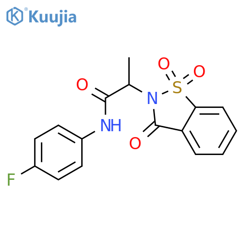 N-(4-fluorophenyl)-2-(1,1,3-trioxo-2,3-dihydro-1lambda6,2-benzothiazol-2-yl)propanamide structure