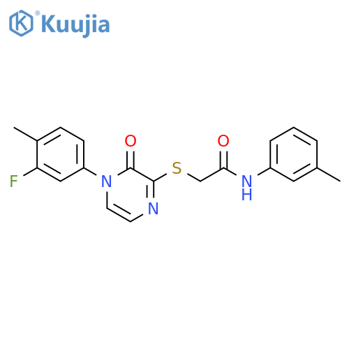 2-{4-(3-fluoro-4-methylphenyl)-3-oxo-3,4-dihydropyrazin-2-ylsulfanyl}-N-(3-methylphenyl)acetamide structure