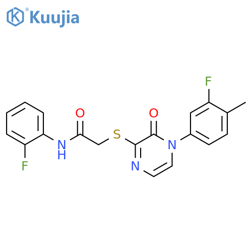 2-{4-(3-fluoro-4-methylphenyl)-3-oxo-3,4-dihydropyrazin-2-ylsulfanyl}-N-(2-fluorophenyl)acetamide structure