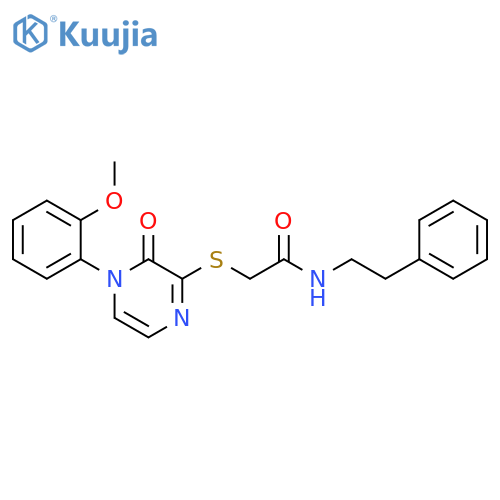 2-{4-(2-methoxyphenyl)-3-oxo-3,4-dihydropyrazin-2-ylsulfanyl}-N-(2-phenylethyl)acetamide structure
