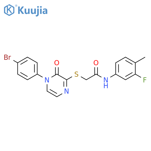 2-{4-(4-bromophenyl)-3-oxo-3,4-dihydropyrazin-2-ylsulfanyl}-N-(3-fluoro-4-methylphenyl)acetamide structure