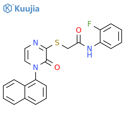 N-(2-fluorophenyl)-2-{4-(naphthalen-1-yl)-3-oxo-3,4-dihydropyrazin-2-ylsulfanyl}acetamide structure