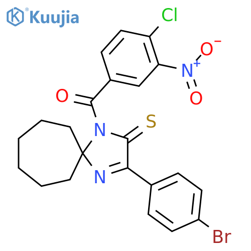 3-(4-bromophenyl)-1-(4-chloro-3-nitrobenzoyl)-1,4-diazaspiro4.6undec-3-ene-2-thione structure