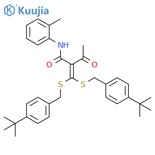2-[Bis[[[4-(1,1-dimethylethyl)phenyl]methyl]thio]methylene]-N-(2-methylphenyl)-3-oxobutanamide structure