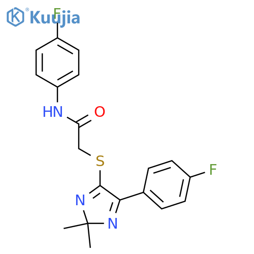 N-(4-fluorophenyl)-2-{5-(4-fluorophenyl)-2,2-dimethyl-2H-imidazol-4-ylsulfanyl}acetamide structure